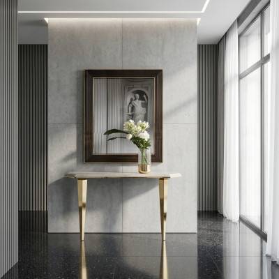 Wood Italian furniture console table mirror sideboard 2-piece set arredoclassic
