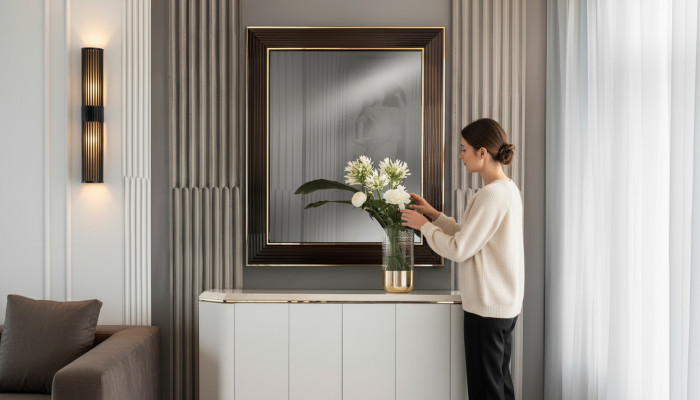 Wall mirror wood frame mirror furniture arredoclassic 100x120cm wood frame wall