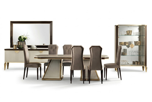 Set of 6x Designer Chair Set Dining Room Upholstered Seat Chairs Complete Set