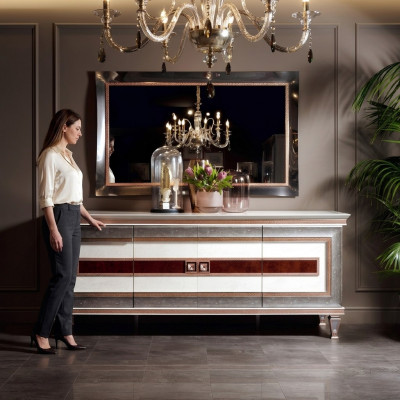 Sideboard with mirror wooden furniture sideboard luxury furniture 2-piece set arredoclassic