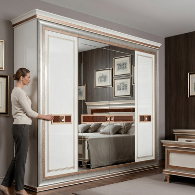 Classic wooden cabinets wardrobes bedroom closet Baroque Rococo