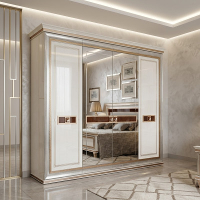 Classic wooden cabinets wardrobes bedroom closet Baroque Rococo