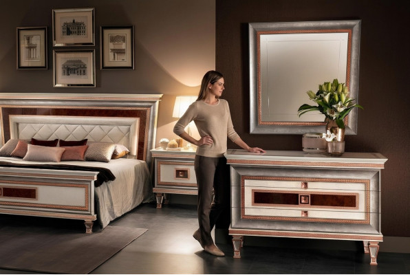Elegant style furniture bedroom dresser cabinet classic sideboard with mirror