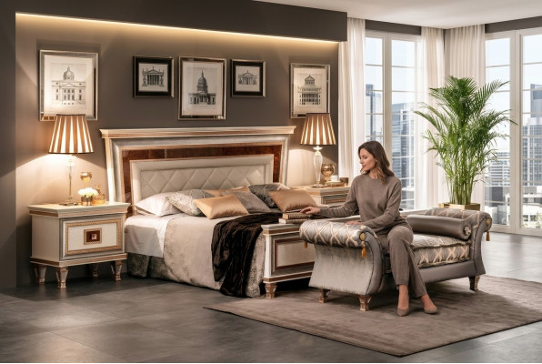 Designer bed upholstered bed 180x200 marital bed double bed arredoclassic furniture