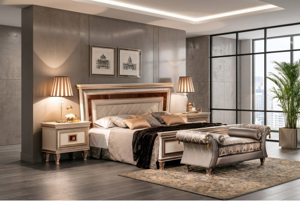 Designer bed upholstered bed 180x200 marital bed double bed arredoclassic furniture