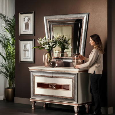 Console table, sideboard with mirror luxury furniture set console 2-piece. Made in Italy
