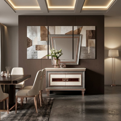 Console table, sideboard with mirror luxury furniture set console 2-piece. Made in Italy