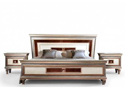 Bed with 2x nightstands 3-piece. Italian furniture bedroom beds wood new set