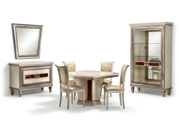 Dining table set: 4 chairs, dresser, 8-piece dining room set, group, furniture, table seating group.