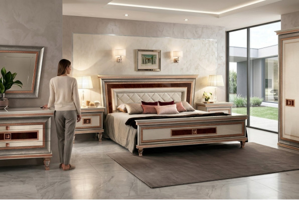 Luxury bedroom furniture bed 2x nightstand set beds hotel Arredoclassic 3-piece set.