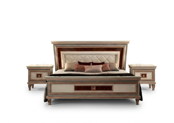 Luxury bedroom furniture bed 2x nightstand set beds hotel Arredoclassic 3-piece set.