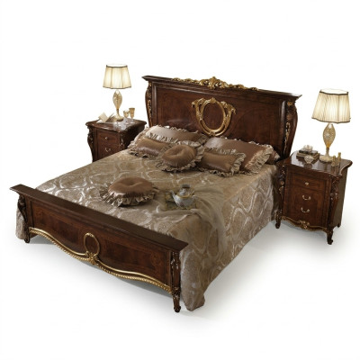 Bed 2x Nightstand 3-piece Bedroom Set Design Modern Luxury Classic Furniture