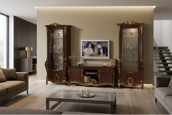 Wall unit Baroque style living room display cabinet sideboard TV shelf wall units cabinet