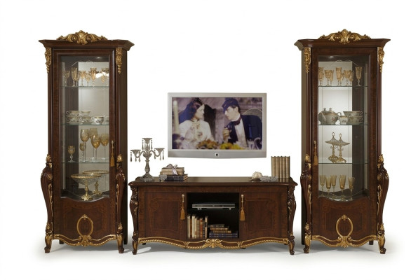Wall unit Baroque style living room display cabinet sideboard TV shelf wall units cabinet