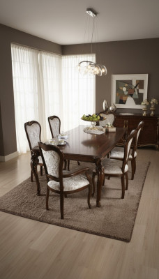 Classic dining table wood dining room set 2x chairs with armrest 3-piece.