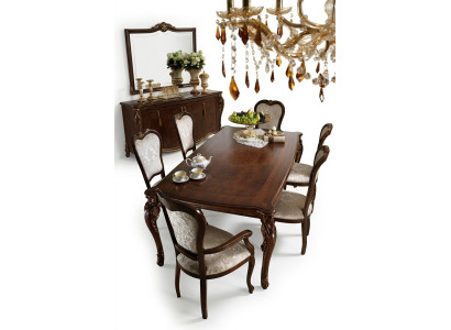 Classic dining table wood dining room set 2x chairs with armrest 3-piece.