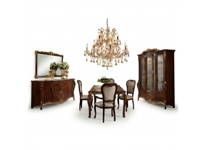 Dining table 4x chairs display cabinet sideboard 8-piece dining room set group suite table