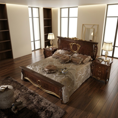 Bed Pillow Classic Double Bed 180x200cm Wood Hotel Beds Bedroom New