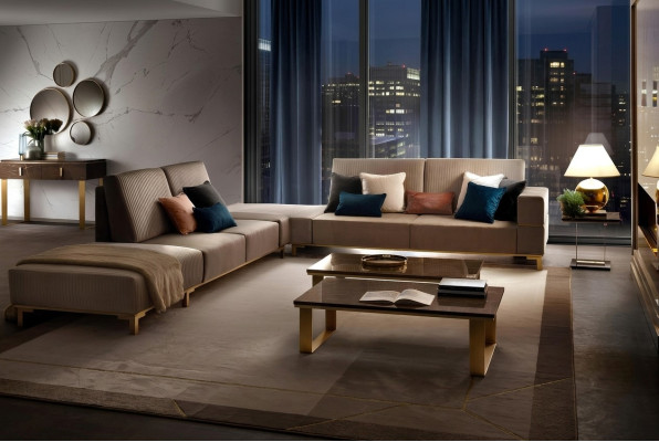 Luxury Furniture Corner Sofa L Shape Couch Design Upholstery Textile Sofas Wood Set