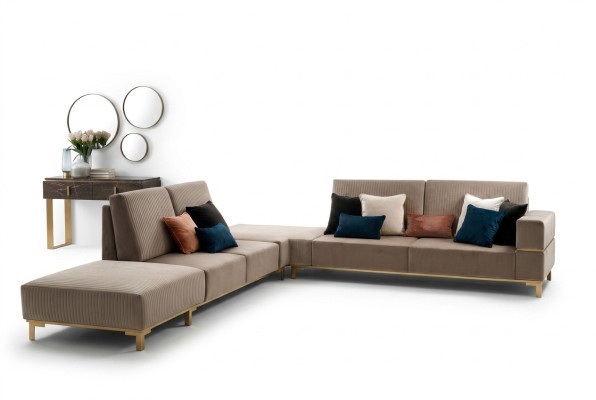 Luxury Furniture Corner Sofa L Shape Couch Design Upholstery Textile Sofas Wood Set