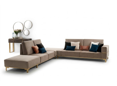 Luxury Furniture Corner Sofa L Shape Couch Design Upholstery Textile Sofas Wood Set