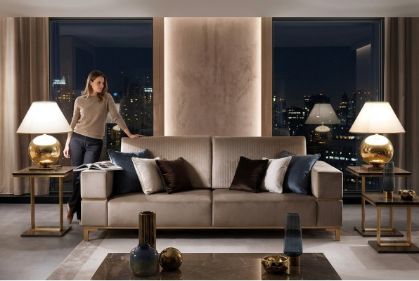 Sofa Three-Seater Classic Couch Upholstered 3-Seater Fabric Couches Cloth New