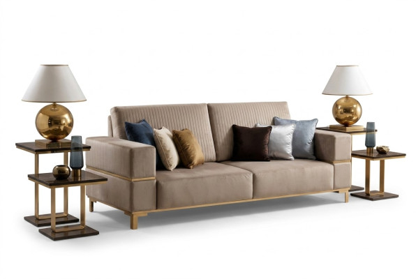 Sofa Three-Seater Classic Couch Upholstered 3-Seater Fabric Couches Cloth New