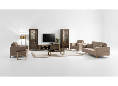 Wall unit TV lowboard elegant display cabinet living room design classic 3-piece set.