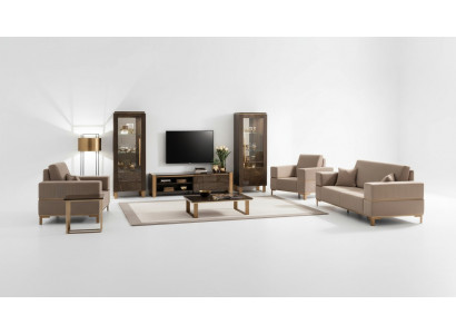 Wall unit TV lowboard elegant display cabinet living room design classic 3-piece set.