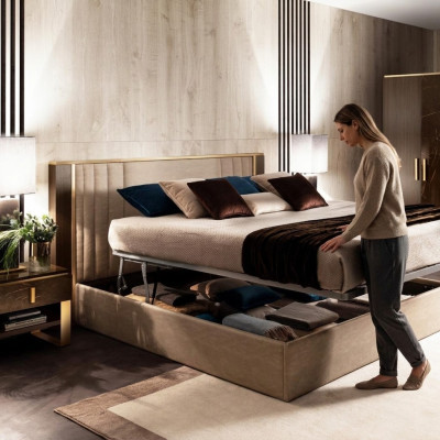Designer wood bed bedroom elegant upholstered furniture double beds arredoclassic