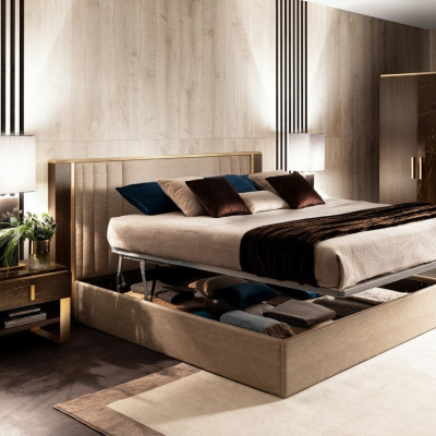 Designer wood bed bedroom elegant upholstered furniture double beds arredoclassic