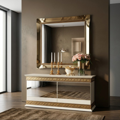 Mirror, wall mirror, baroque, rococo, hallway, living room, bathroom, wood, glass, design