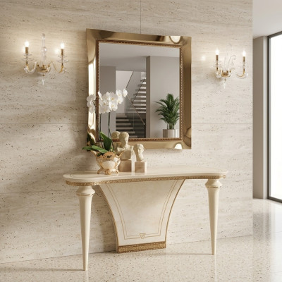 Furniture Style Baroque Console Table Mirror Wood Italian Tables Group 2-piece Set