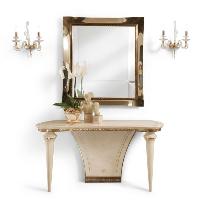 Furniture Style Baroque Console Table Mirror Wood Italian Tables Group 2-piece Set