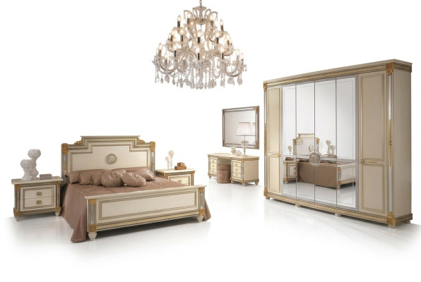 Bedroom Set Design Modern Luxury Furniture Bed 2x Nightstand 7 pcs. Italy New
