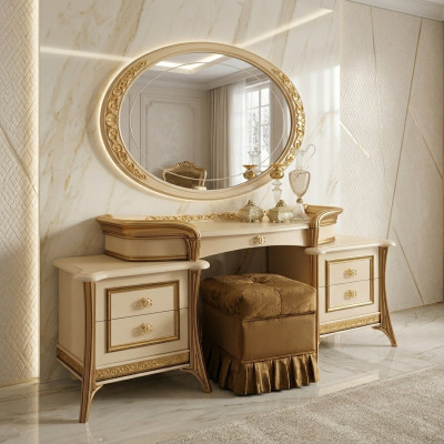 Dressing Table Mirror Stool Dresser Set Complete Bedroom New 3-piece Console