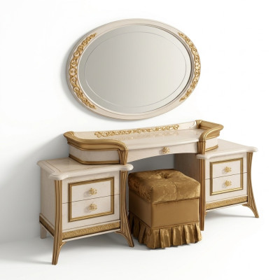 Dressing Table Mirror Stool Dresser Set Complete Bedroom New 3-piece Console