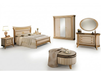 Bedroom set design bed 2x nightstand dresser stool arredoclassic 7-piece.