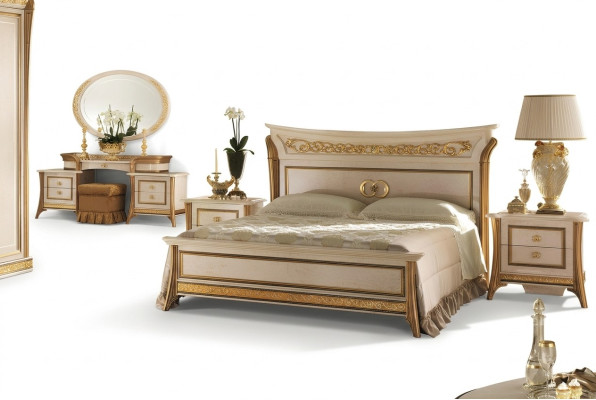 3-piece bedroom set bed 2x nightstand console double beds hotel upholstery