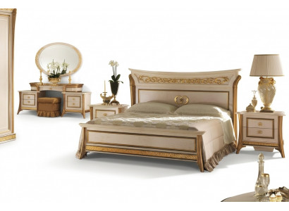 3-piece bedroom set bed 2x nightstand console double beds hotel upholstery