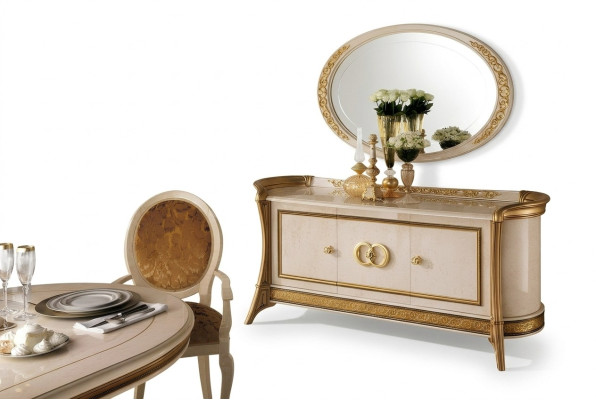 Chest of drawers wood furniture baroque with mirror luxury Italian furniture 2-piece set new