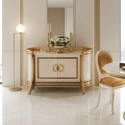 Designer furniture style baroque chest of drawers cabinet beige luxury wood Italian furniture new