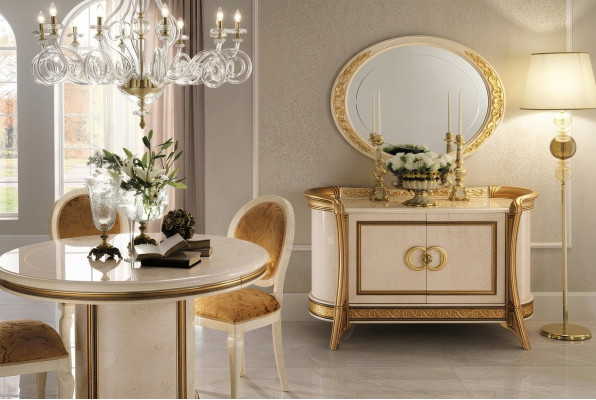Baroque Style Furniture 2-piece Set Dresser with Mirror Luxury Wood Italian Furniture New