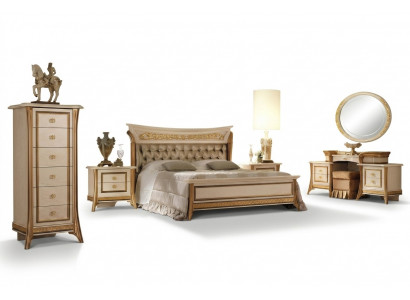 Classic designer wood bed, bedroom, noble upholstered furniture, double beds, new