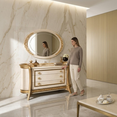 Mirror Dresser Cabinet Dressers Bedroom Set Wood Classic Style 2-piece.