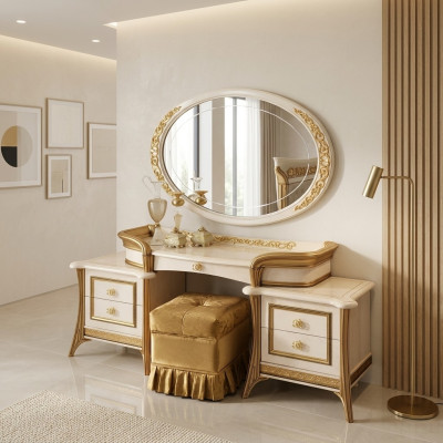 Dressing table with mirror luxury console chest of drawers bedroom table baroque rococo