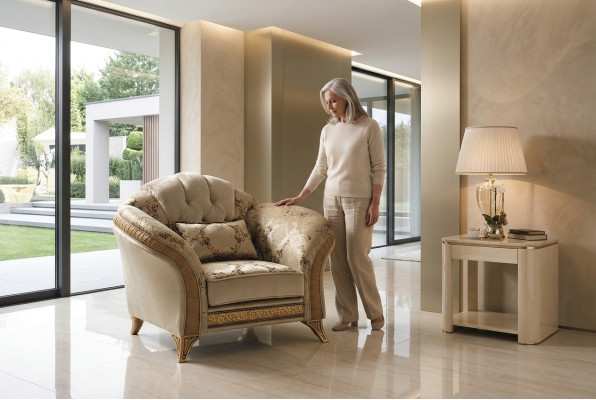 Living room luxury armchair hotel upholstery classic single-seater beige arredoclassic