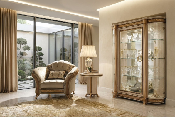 Living room luxury armchair hotel upholstery classic single-seater beige arredoclassic