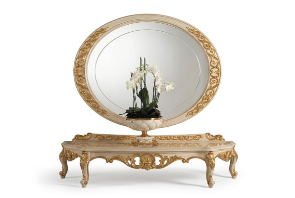 Design mirror wall mirror real wood frame hanging mirror luxury furniture baroque