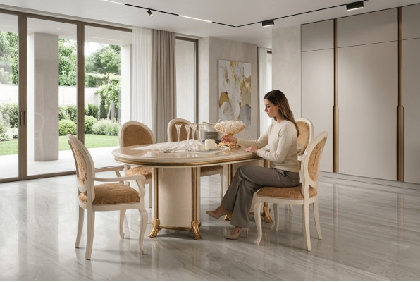 Italian dining room set ensemble chair dining table group 7-piece arredoclassic